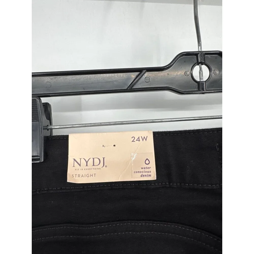 NYDJ Womens Marilyn Straight Leg Jeans Size 24W Black Denim new $99